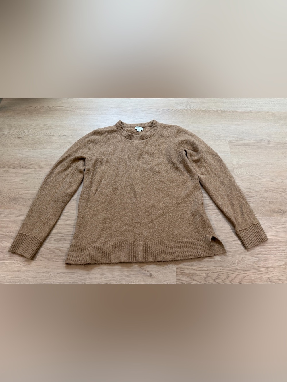 J Crew Woman's Crew Neck Sweater Pullover Heather Brown/Camel Size M